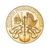 Perspectiva frontal de la cruz de la moneda de oro Filarmónica de Viena de 1/2oz de 2025, que muestra todos los instrumentos del grupo musical