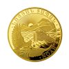 Perspectiva frontal de la moneda de oro Arca de Noé de 1oz de 2025, con el símbolo del Espíritu Santo sobre el monte Ararat