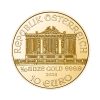 Perspectiva frontal de la moneda de oro Filarmónica de Viena de 1/10oz de 2025, que muestra al órgano del grupo musical