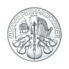 Perspectiva frontal de la moneda de plata Filarmónica de Viena de 1oz de 2025, que muestra a todos los instrumentos de la orquesta