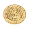 Perspectiva frontal del canto de la moneda de oro Pantera de la Reina de 1/4 de onza de 2025
