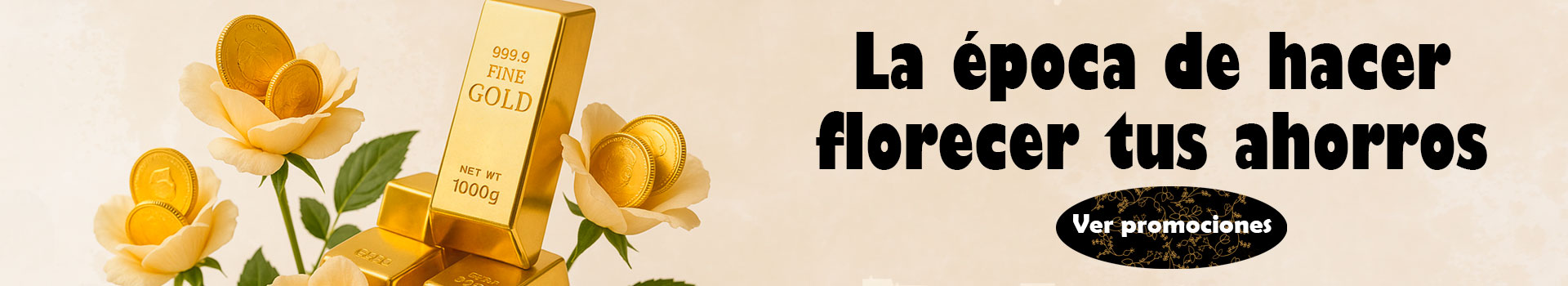 Banner de la promoción de descuentos de lingotes de oro