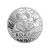 Perspectiva frontal de la cruz de la moneda de plata Koala australiano de 1oz de 2025, que muestra a dos animales abrazándose en una rama de árbol
