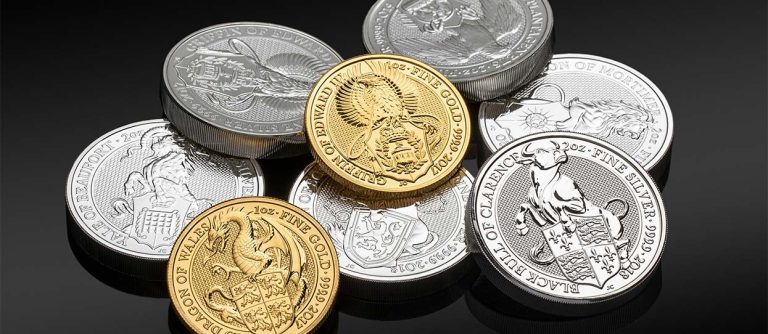 Monedas de oro y plata de The Royal Mint de la colección Bestias de la Reina