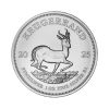 Perspectiva frontal de la cruz de la moneda de plata Krugerrand de 1oz de 2025, con el lince en movimiento