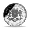 Perspectiva frontal de la cara de la moneda de plata Elefante de Somalia de 1oz de 2025 edición especial WMF