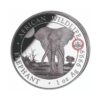 Perspectiva frontal de la cruz de la moneda de plata Elefante de Somalia de 1oz de 2025 de la edición especial del WMF de Berlín