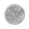 Perspectiva frontal de la cruz de la moneda de plata Golden Eagle de 1oz de 2025, que muestra al águila enfrentándose con la serpiente