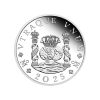 Perspectiva frontal de la cruz de la moneda de plata Dólar Pilar de 1oz de 2025, que muestra el escudo de España