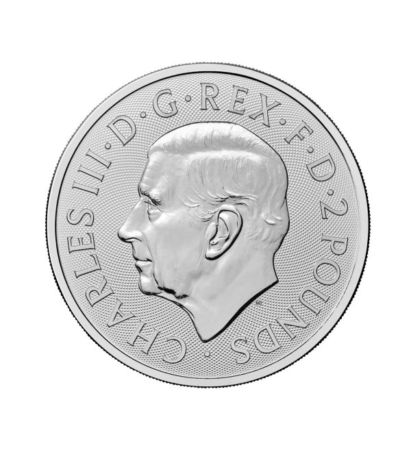 cara-moneda-leon-britanico-plata-1oz-2025 Perspectiva frontal de la cara de la moneda de plata León británico de 1oz de 2025