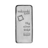 Perspectiva frontal del lingote de plata Valcambi de 1kg