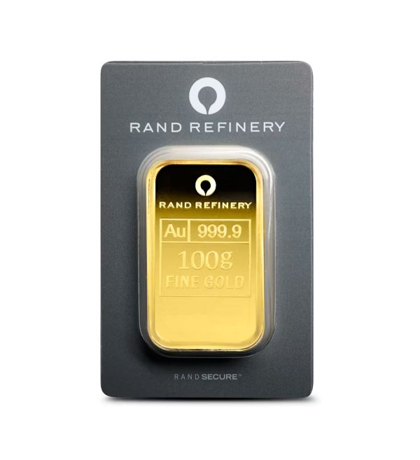 Perspectiva frontal del anverso del lingote de oro de 100 gramos Loxodonta Africana