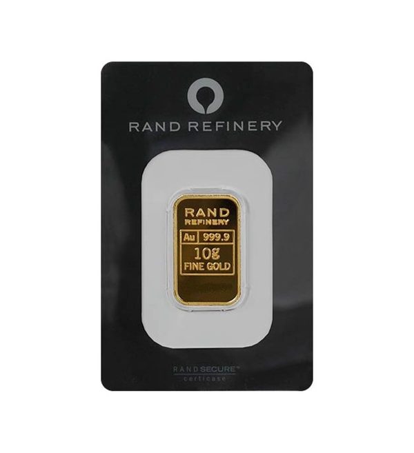 Perspectiva frontal del anverso del lingote de oro de 10 gramos Loxodonta Africana