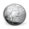 Perspectiva frontal de la moneda de plata Año Lunar del Caballo de 1oz de 2026, con el animal rodeado de elementos decorativos orientales