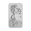 Perspectiva frontal de la moneda de plata rectangular Año del Caballo de 1oz de 2026