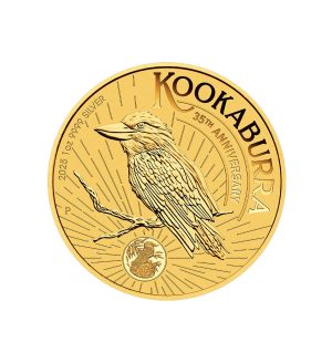 Moneda de plata bañada en oro Kookaburra de 1oz de 2025