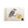 packaging-moneda-kookaburra-plata-dorada-1oz-2025-35o-aniversario Packaging de la Moneda de plata bañada en oro Kookaburra de 1oz de 2025, que muestra al ave sobre una rama de árbol