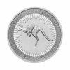 moneda-canguro-platino-1oz-2022 Perspectiva frontal de la cruz de la moneda de platino Canguro de 1oz de 2022, que muestra una silueta del animal de lado saltando