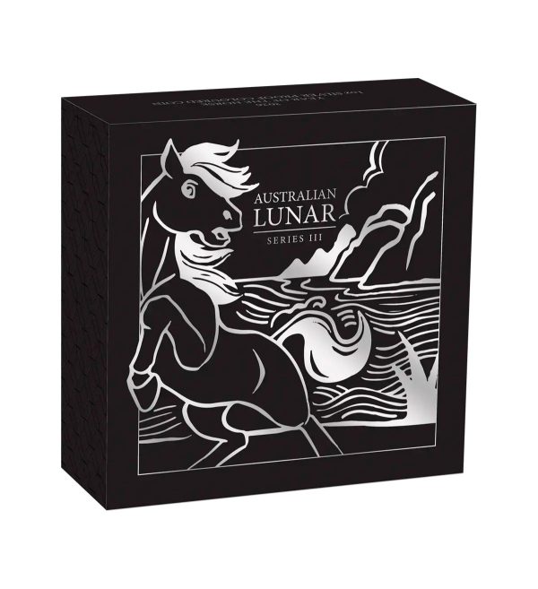 Moneda Año Caballo Plata Policromada 1 oz 2026 — Serie Lunar III — Edición caja