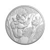 Perspectiva frontal de la cruz de la moneda de plata Koala de 1oz de 2026, que muestra a una familia de koalas sobre las ramas de varios árboles