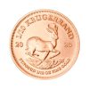 Perspectiva frontal de la cruz de la moneda de oro Krugerrand de 1/10oz de 2026, que muestra el antílope