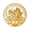 Perspectiva frontal de la cruz de la moneda de oro Filarmónica de Viena de 1oz de 2026