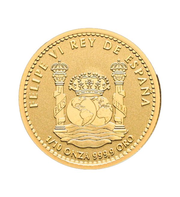 Perspectiva frontal de la cara de la moneda de oro Oso pardo de 1/10oz de 2026