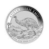 Perspectiva frontal de la cruz de la moneda de plata Emú australiano de 1oz de 2026, que muestra al animal paseando por un entorno natural