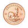 moneda-krugerrand-oro-1-oz-2026 Perspectiva frontal de la cruz de la moneda de oro Krugerrand de 1oz de 2026, que muestra al antílope