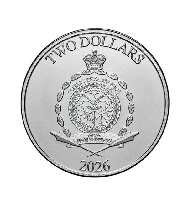 cara-moneda-darth-vader-plata-1oz-2026 Perspectiva frontal de la cara de la moneda de plata Darth Vader de 1oz de 2026