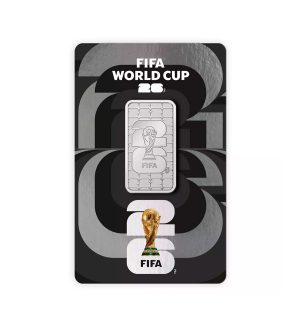 lingote-plata-sempsa-fifa-50g Perspectiva frontal del lingote de plata FIFA de 50g