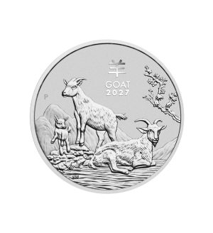 moneda-ano-cabra-plata-1oz-2027-serie-lunar Perspectiva frontal de la moneda de plata Año de la Cabra de 1oz de 2027