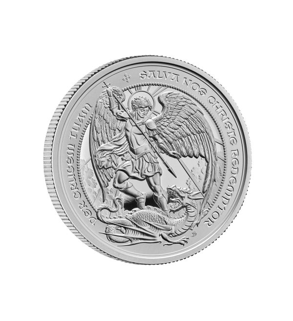Perspectiva frontal de la moneda de plata El Ángel de 1oz de 2026